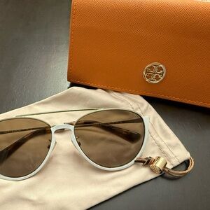 Tory Burch Gold Frame Sunglasses with Brown Lenses